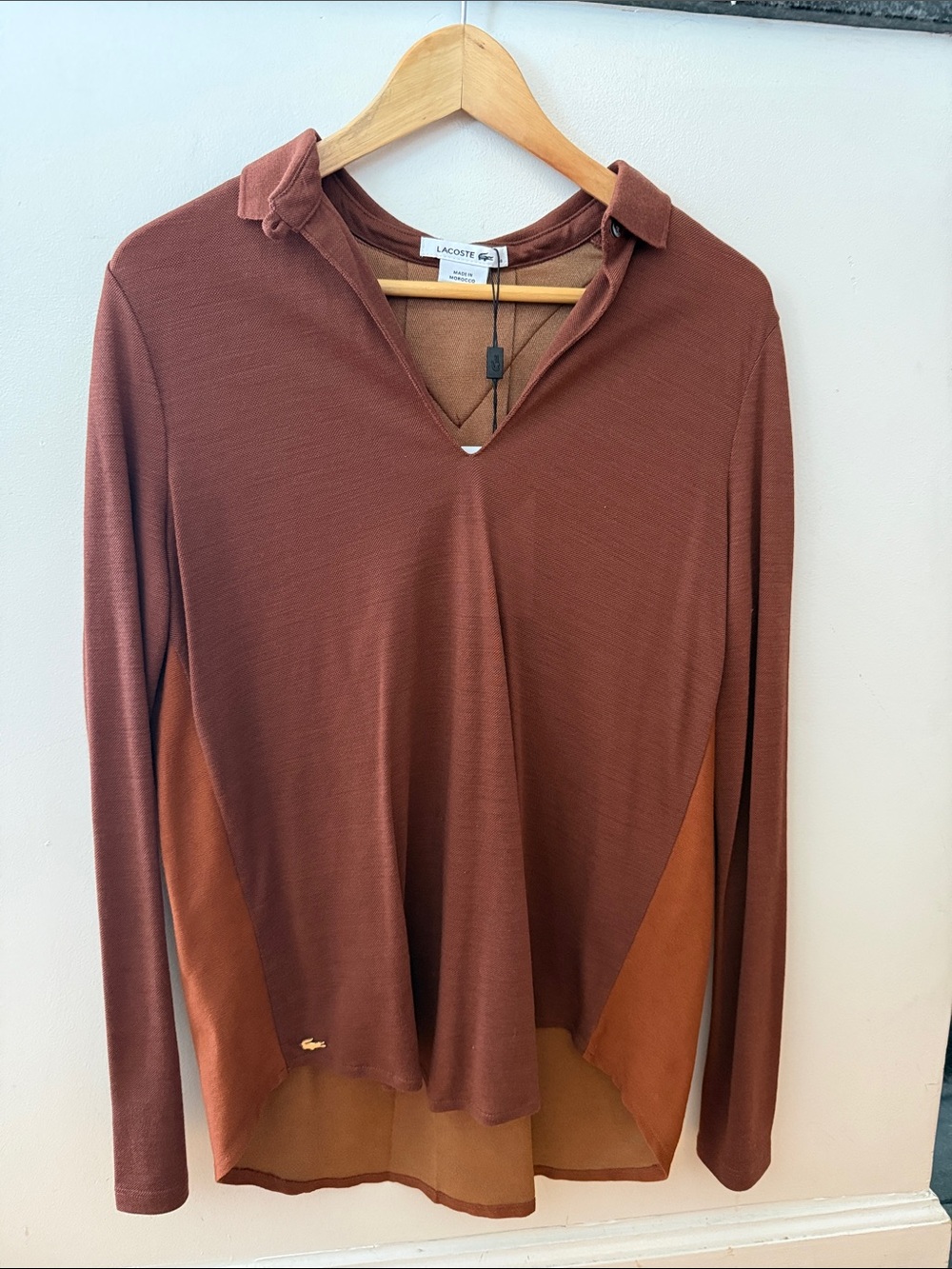 Lacoste Women's Rust Long-Sleeve Polo Top